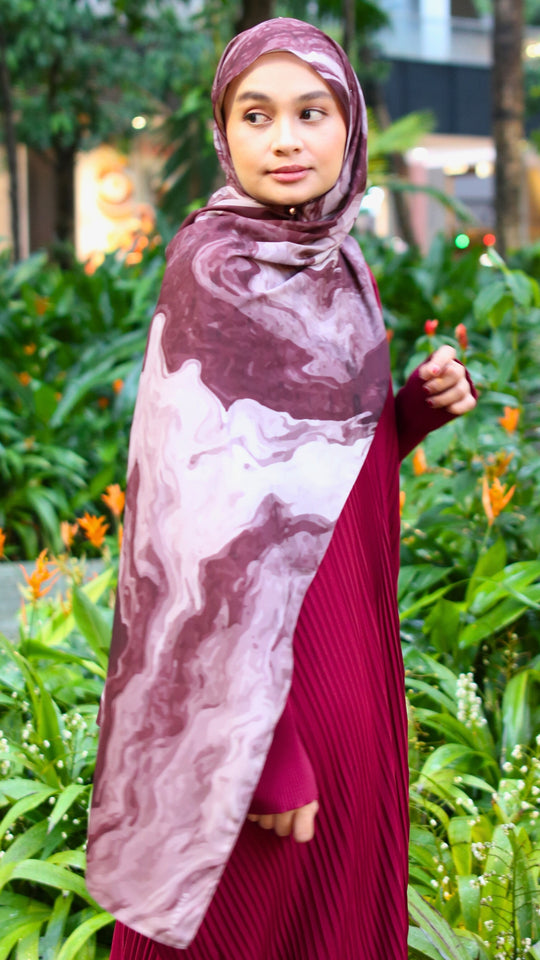 Printed Chiffon Shawl - Marble