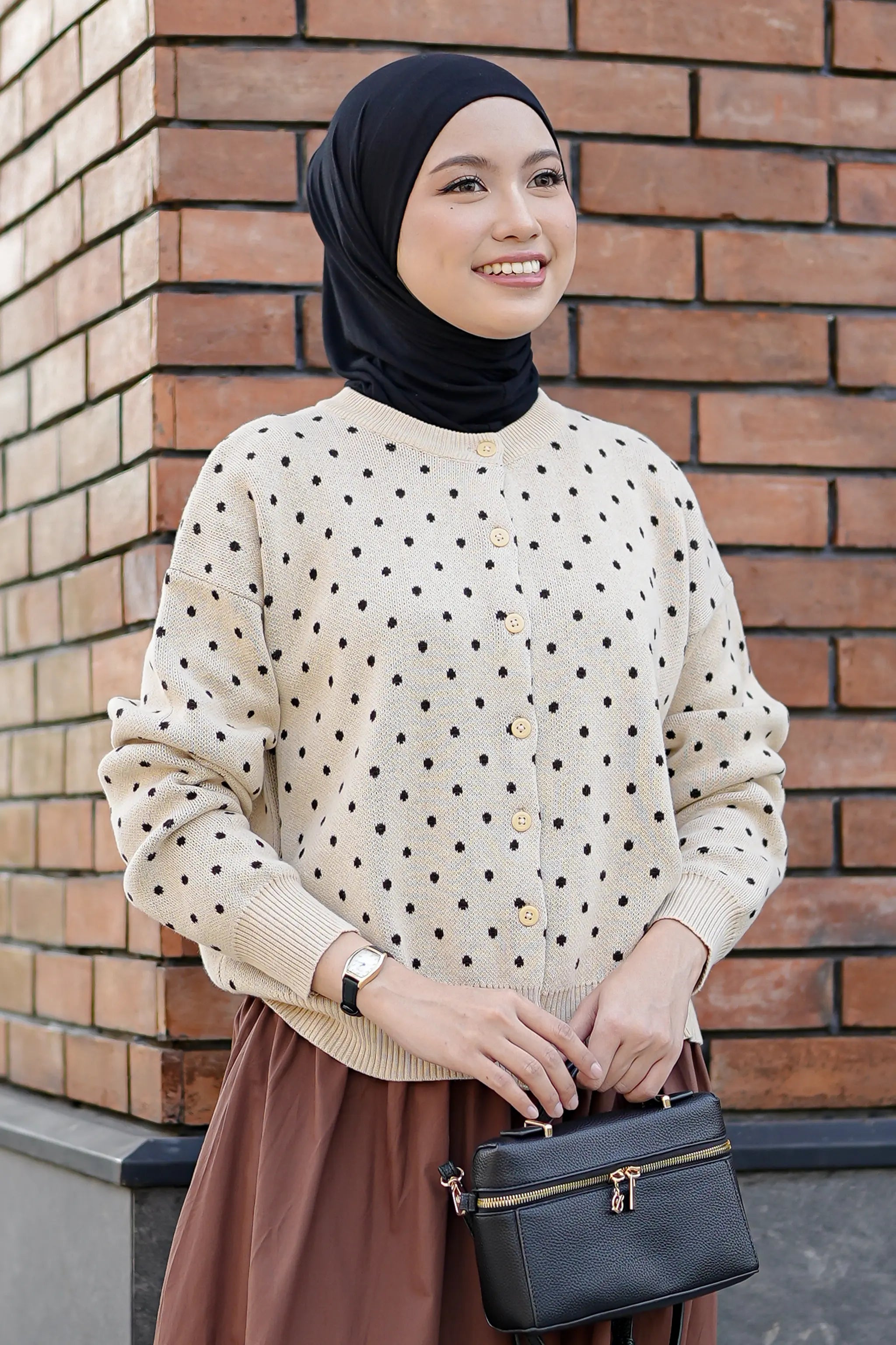 Cassie Polka Cardigan in Cream