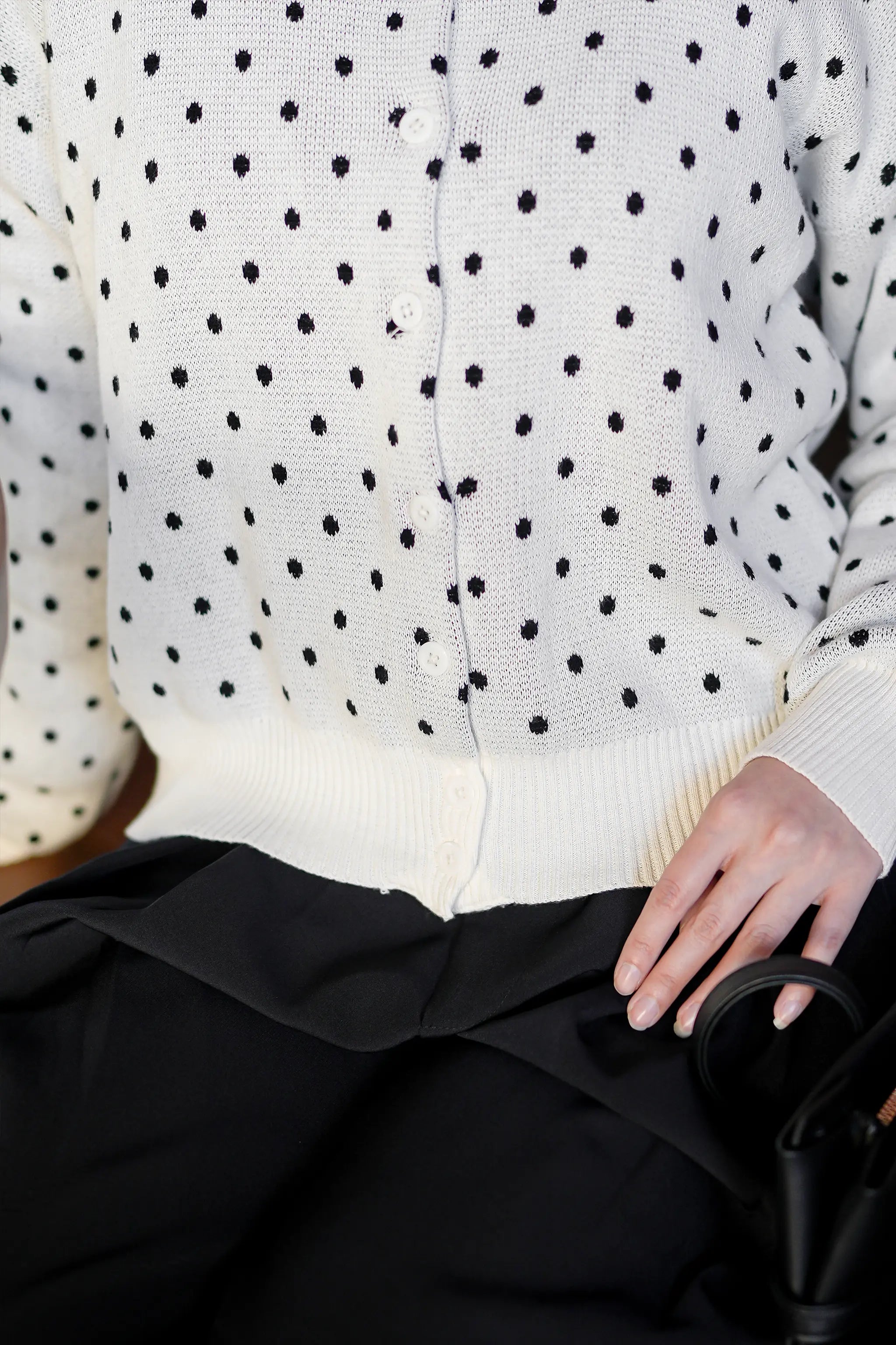 Cassie Polka Cardigan in Off White