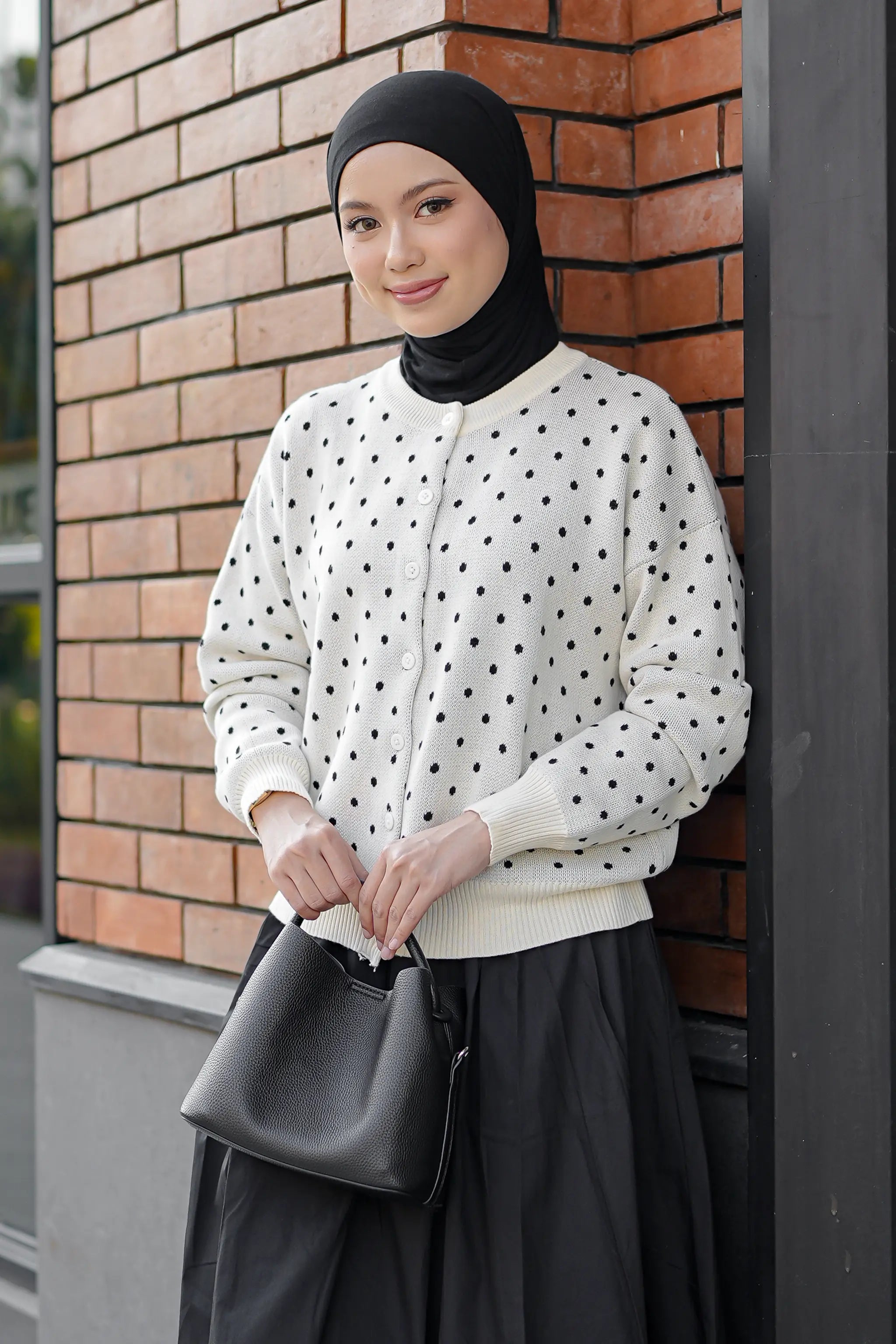 Cassie Polka Cardigan in White