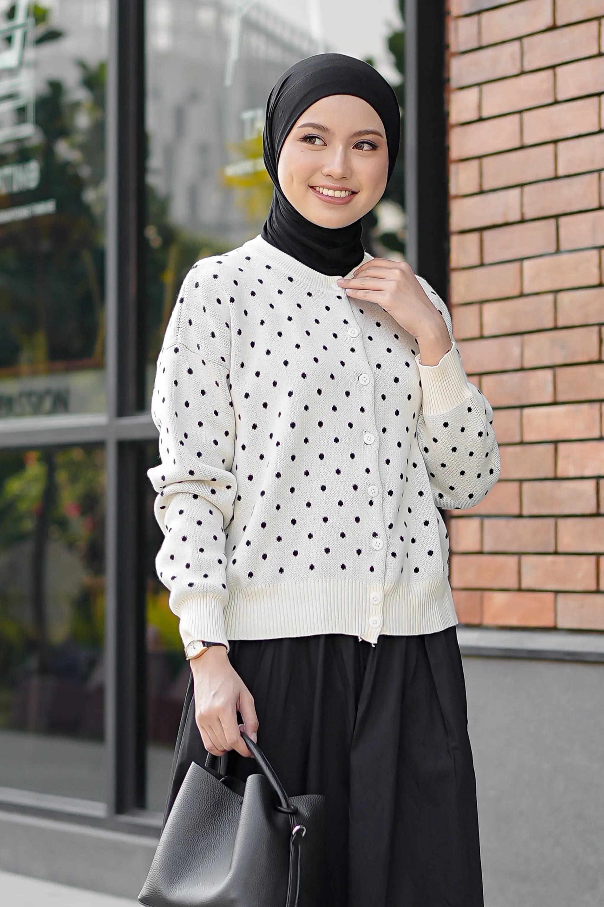 Cassie Polka Cardigan in White