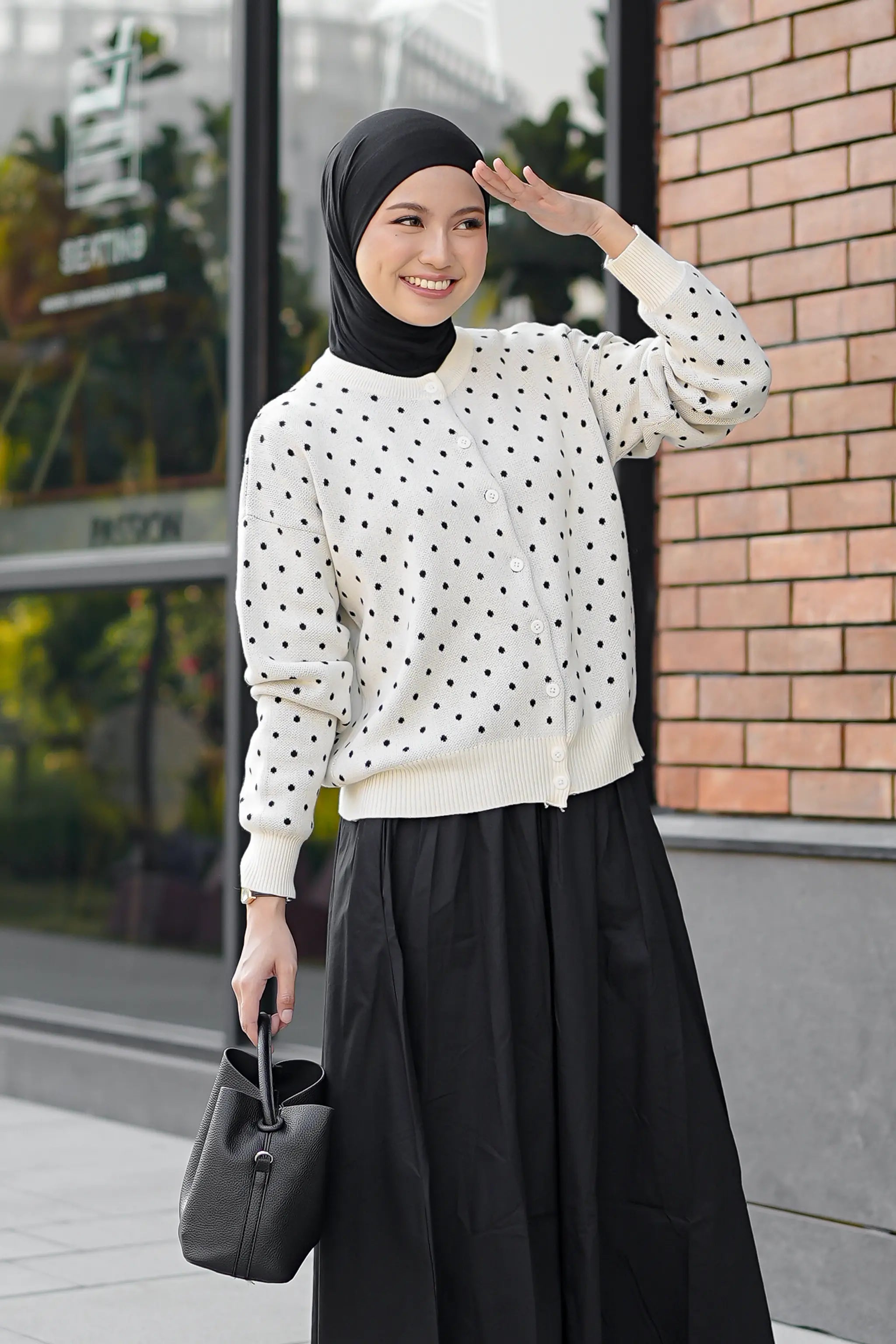 Cassie Polka Cardigan in White