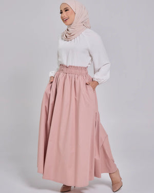 Lily Cotton Poplin Skirt in Dusty Pink