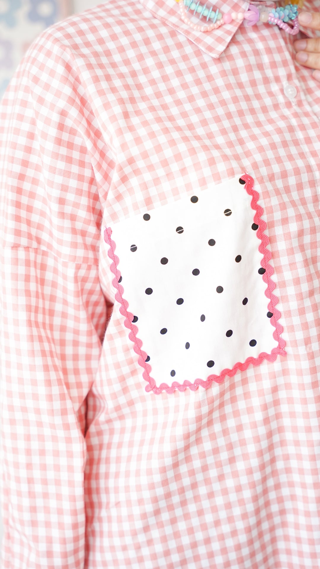 Pink Gingham Pocket Top