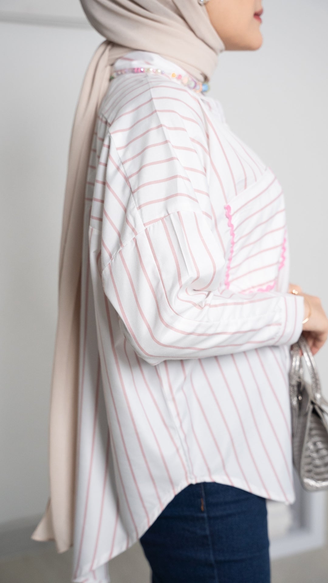 Pink Maxi Stripes Pocket Top