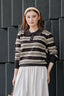 Avery Striped Sweatshirt in Brown Beige