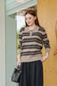 Avery Striped Sweatshirt in Khaki