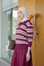 Avery Striped Sweatshirt in Maroon