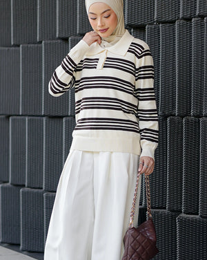 Avery Striped Sweatshirt in White