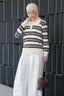 Avery Striped Sweatshirt in White