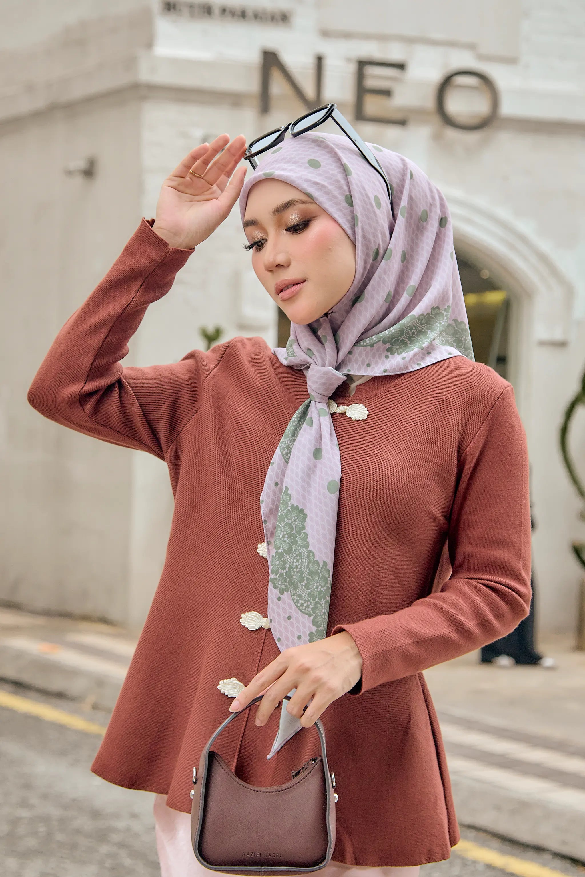 Between The Lace in Dusty Rose | Printed Chiffon Tri-Ezy