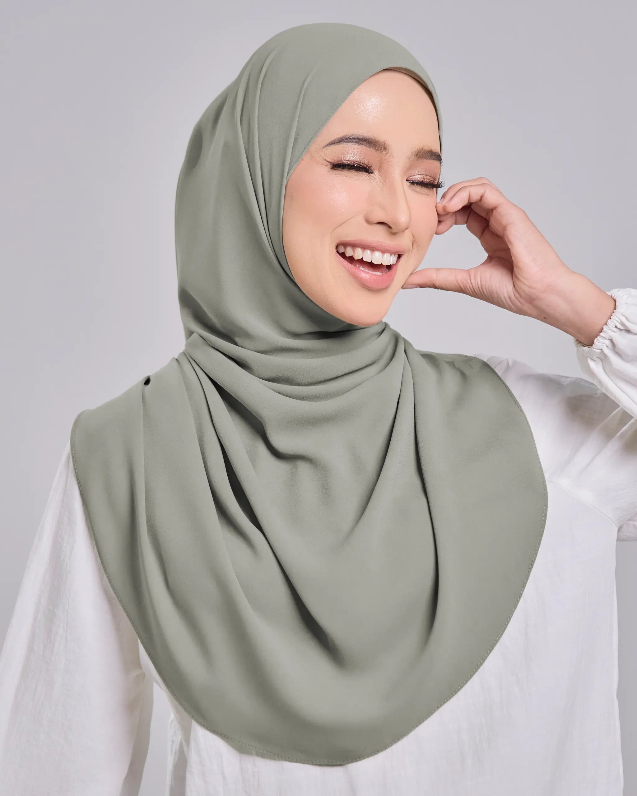 Baesic Premium Chiffon Shawl in Celadon Green