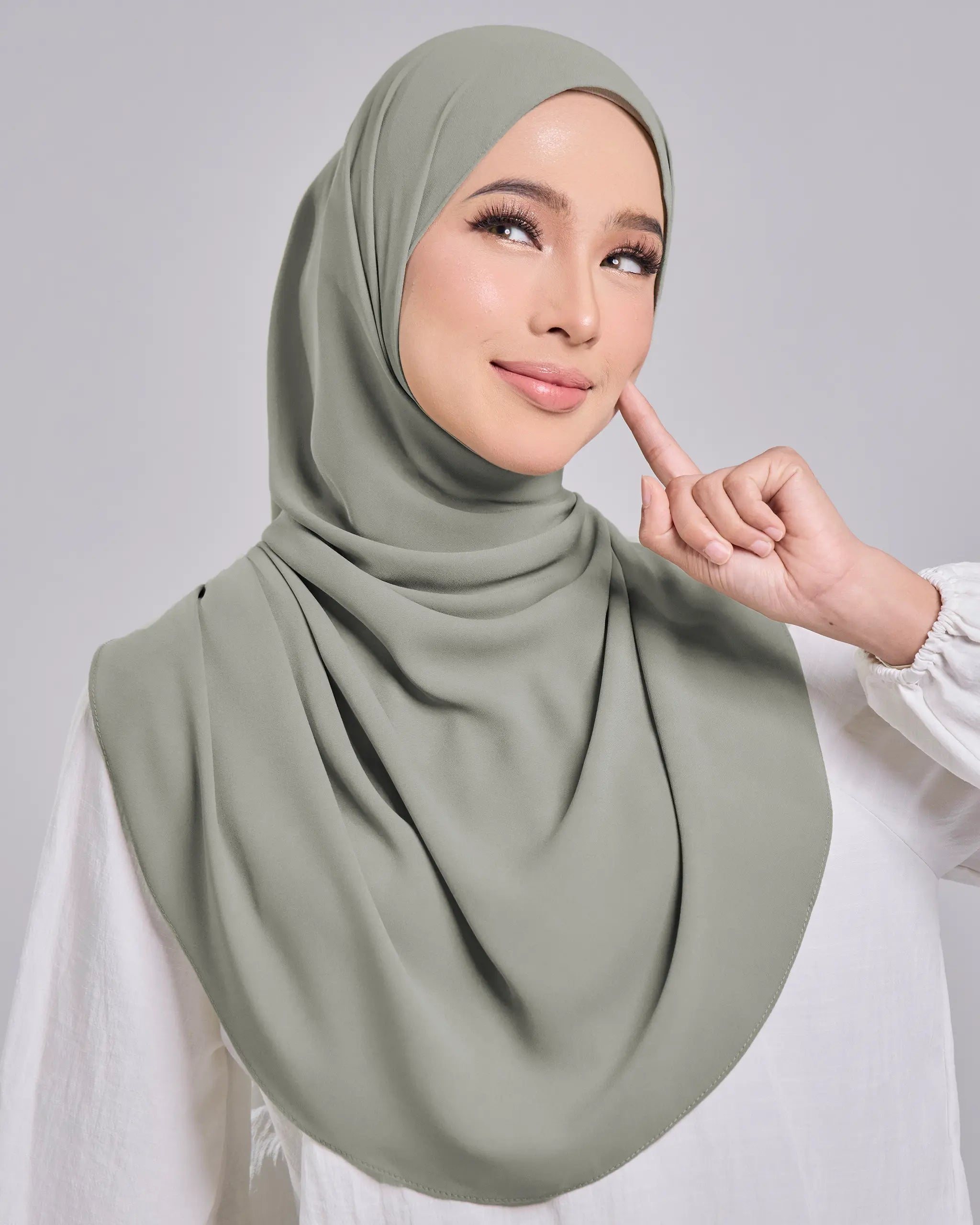 Baesic Premium Chiffon Shawl in Celadon Green