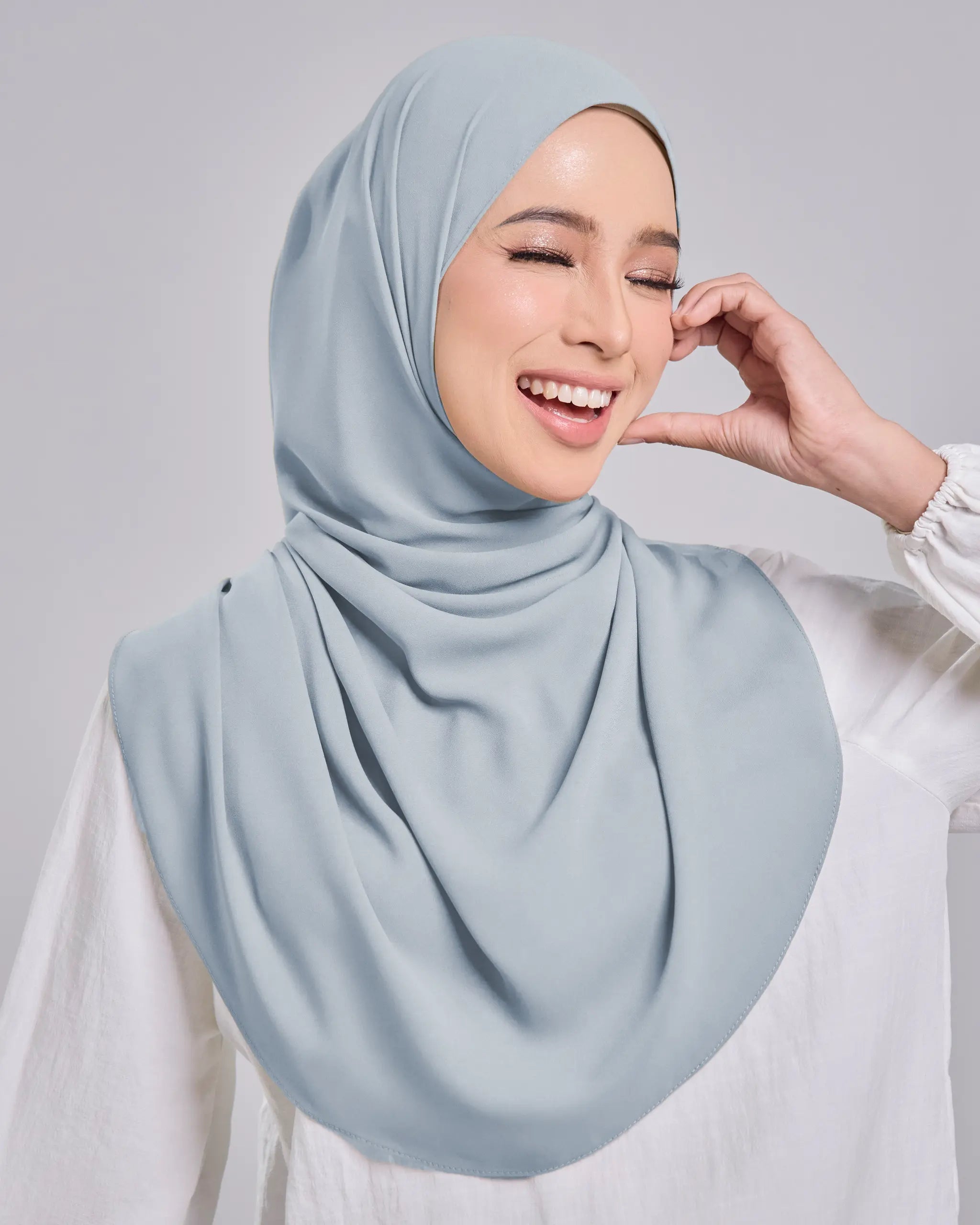 Baesic Premium Chiffon Shawl in Dusty Blue