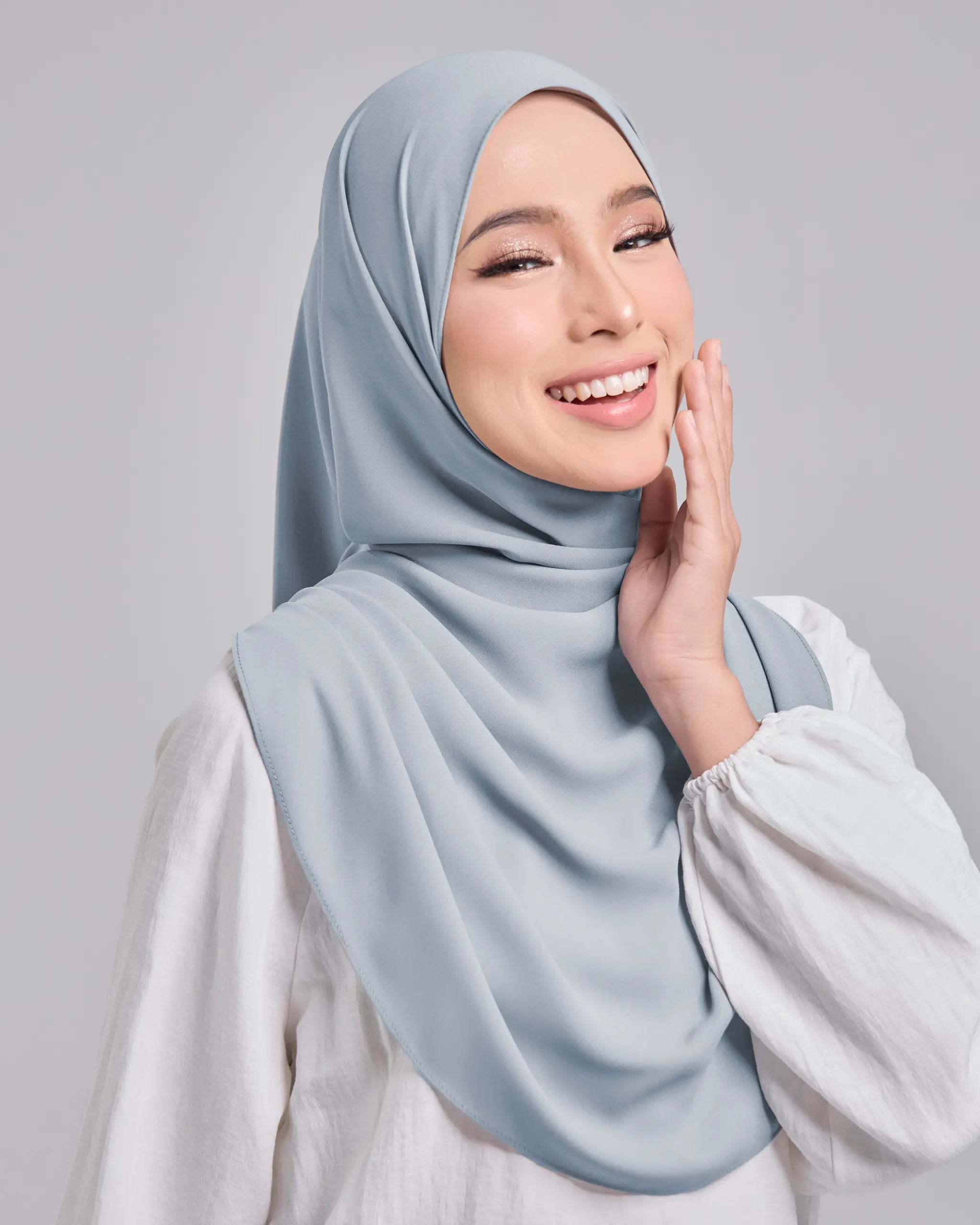Baesic Premium Chiffon Shawl in Dusty Blue