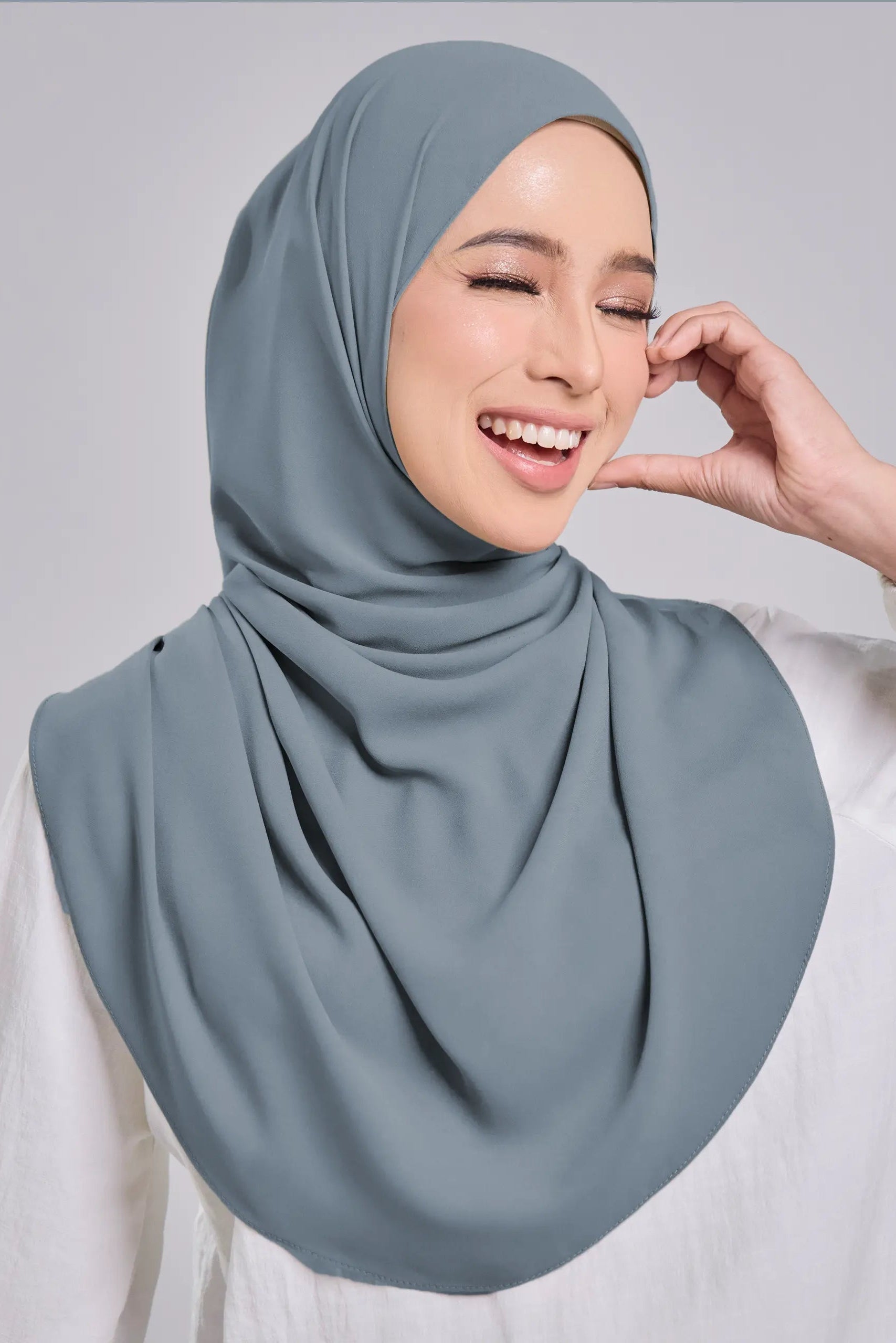 Baesic Premium Chiffon Shawl in Glacier Blue