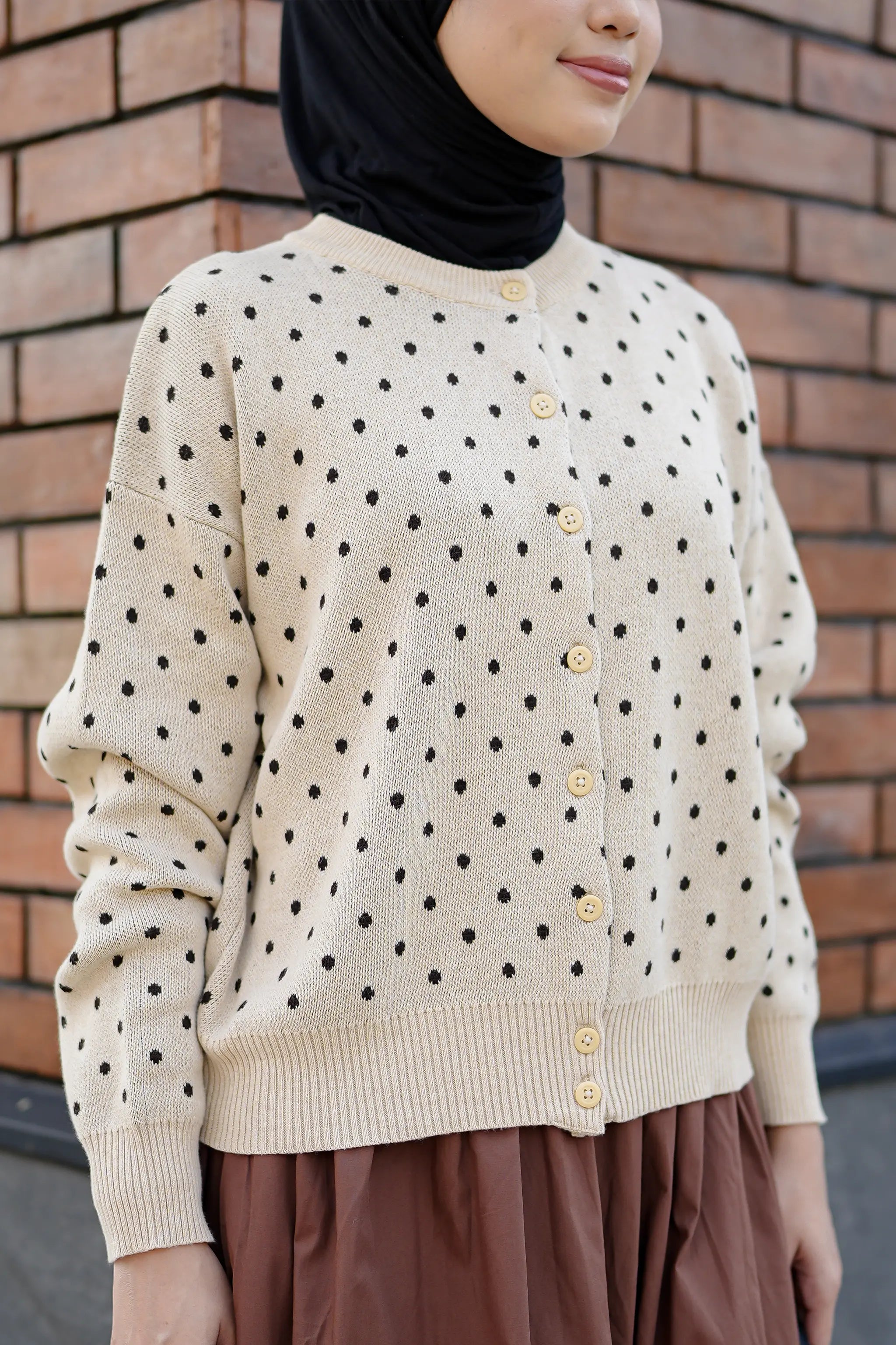 Cassie Polka Cardigan in Cream