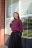 Cassie Polka Cardigan in Maroon