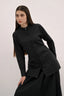 Signature Cotton Poplin Shirt with Mandarin Collar in Black