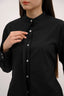 Signature Cotton Poplin Shirt with Mandarin Collar in Black