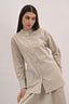 Signature Cotton Poplin Shirt with Mandarin Collar in Linen