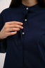 Signature Cotton Poplin Shirt with Mandarin Collar in Navy