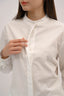 Signature Cotton Poplin Shirt with Mandarin Collar in Off White