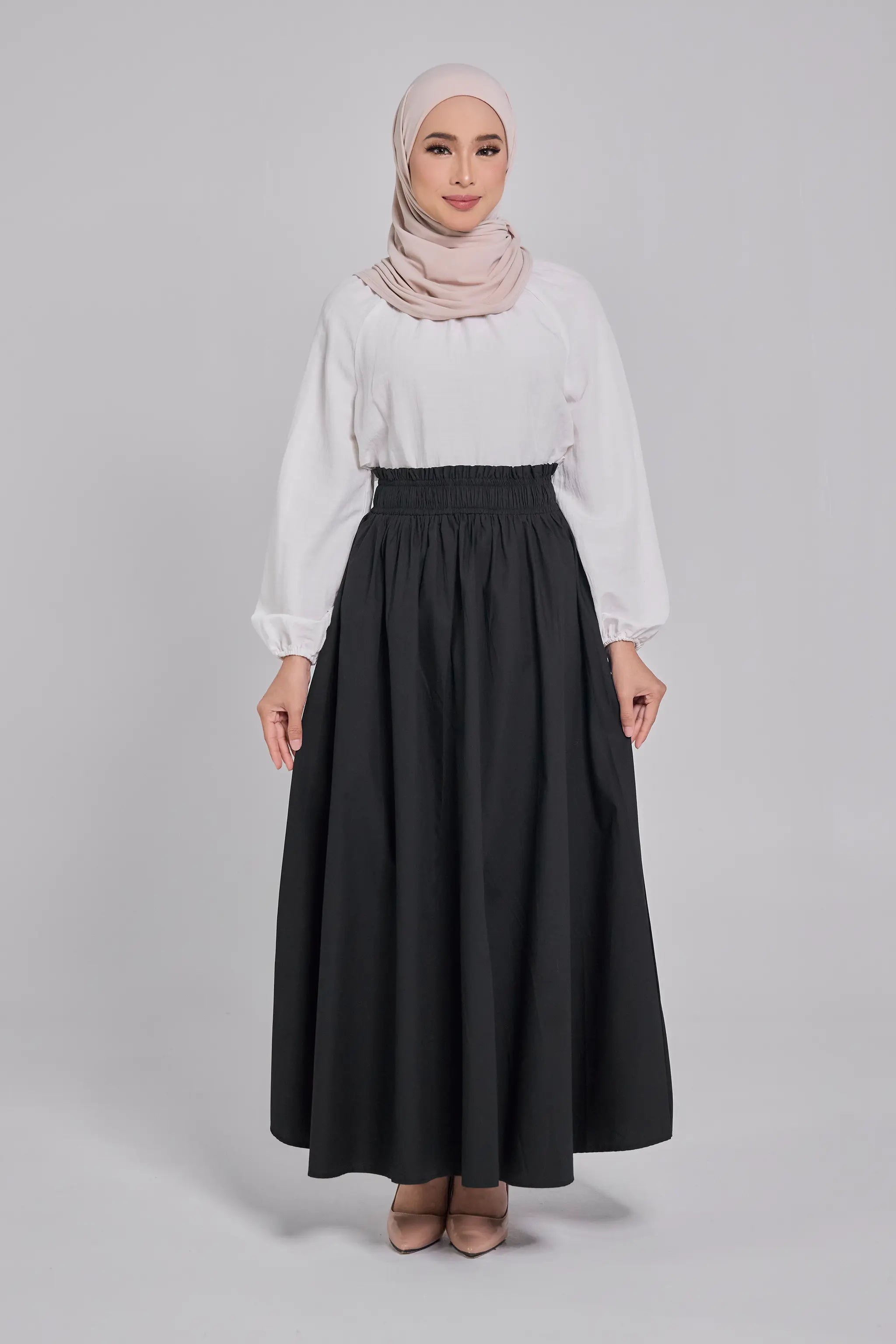 Lily Cotton Poplin Skirt in Black