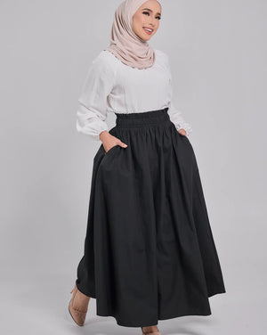Lily Cotton Poplin Skirt in Black