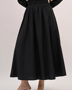 Signature Cotton Poplin Flow Skirt in Black