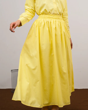 Signature Cotton Poplin Flow Skirt in Lemon