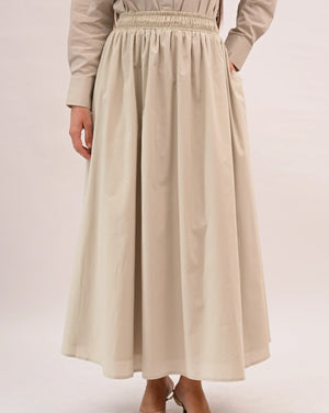 Signature Cotton Poplin Flow Skirt in Linen