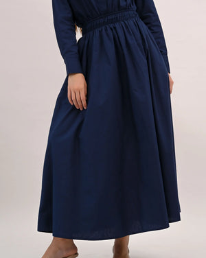 Signature Cotton Poplin Flow Skirt in Navy